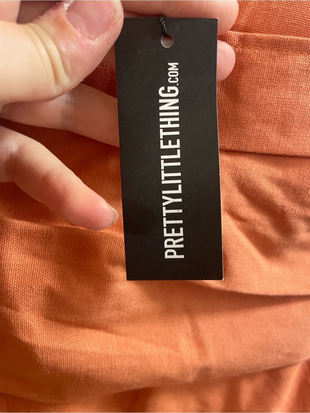 PrettyLittleThing Petite Clay Linen Look Ruched Mini Dress. - Picture 5 of 8